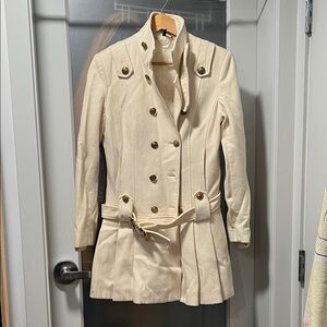 Guess Cream Double-Breasted Trench Coat